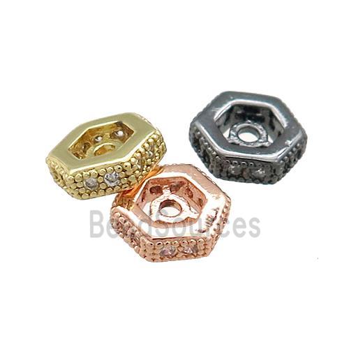 Copper Hexagon Beads Pave Zircon Mixed