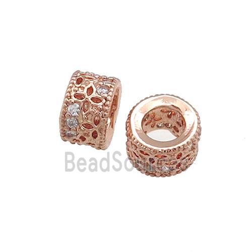 Copper Tube Beads Pave Zircon Rose Gold