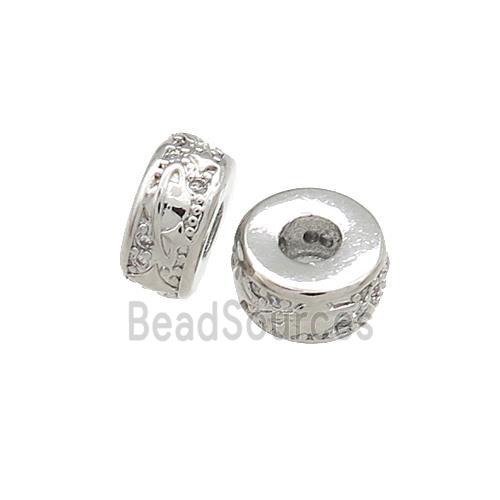 Copper Heishi Beads Pave Zircon Platinum Plated