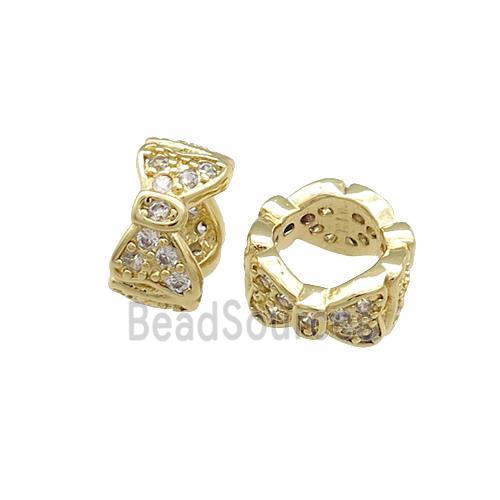 Copper Rondelle Beads Pave Zircon Butterfly Large Hole Gold Plated