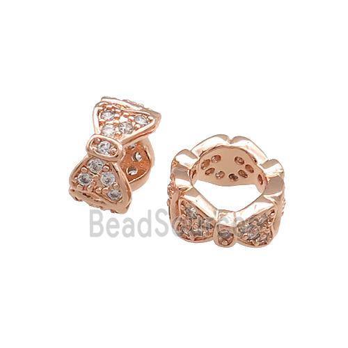 Copper Rondelle Beads Pave Zircon Butterfly Large Hole Rose Gold