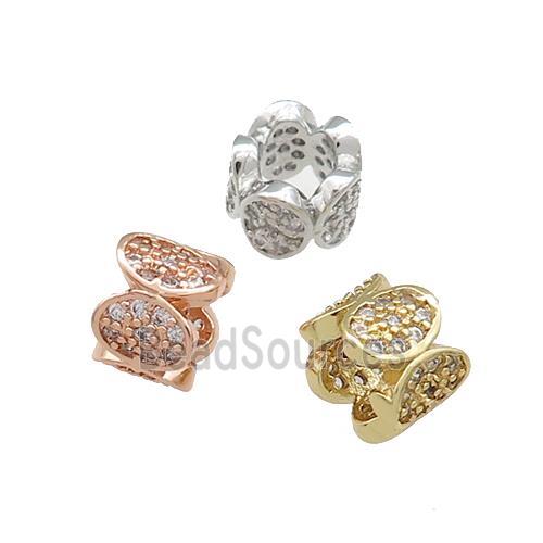 Copper Tube Beads Pave Zircon Large Hole Mixed