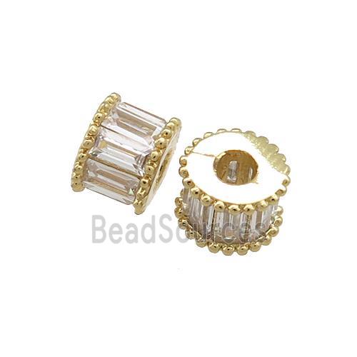 Copper Tube Beads Pave Zircon Gold Plated