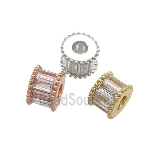 Copper Tube Beads Pave Zircon Mixed