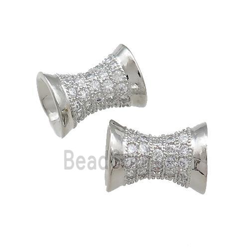 Copper Bamboo Beads Pave Zircon Platinum Plated