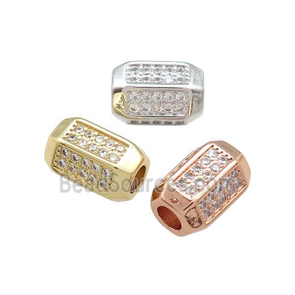 Copper Tube Beads Pave Zircon Mixed