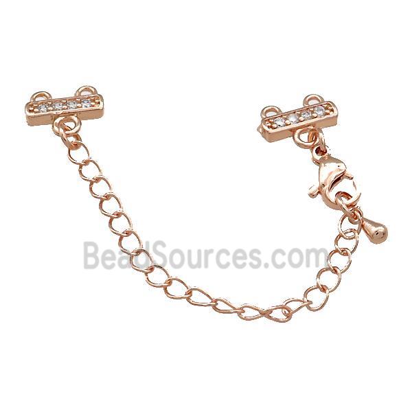 Copper CordEnd Pave Zircon Rose Gold