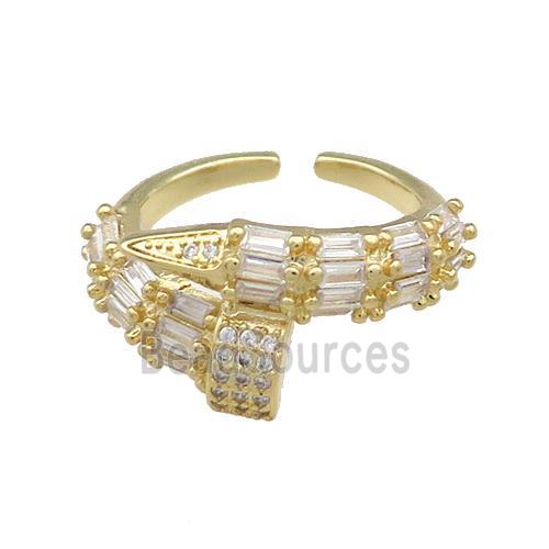 Copper Rings Pave Zircon Gold Plated