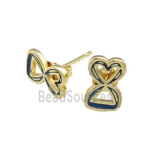 Copper Heart Stud Earring Enamel Gold Plated