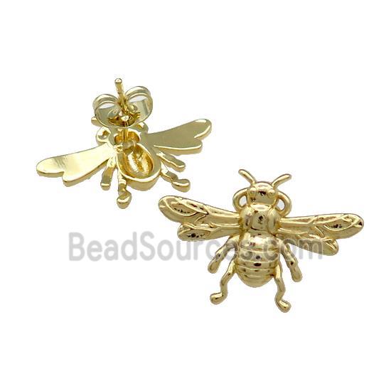 Copper Honeybee Stud Earring Gold Plated