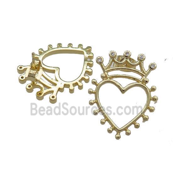 Copper Crown Stud Earring Pave Zircon Gold Plated