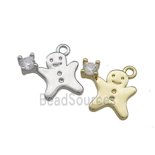 Christmas Gingerbread Man Copper Pendant Pave Zircon Mixed