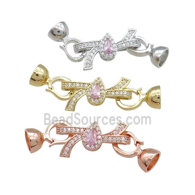 Copper Knot Clasp Pave Zircon Mixed