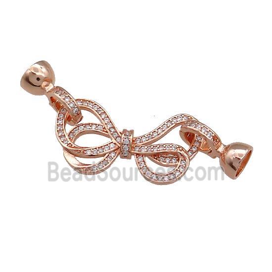 Copper Bowknot Clasp Pave Zircon Rose Gold