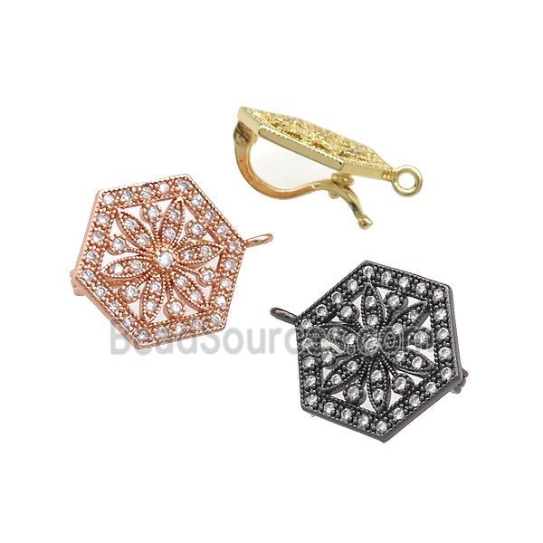 Copper Clasp Pave Zircon Hexagon Mixed