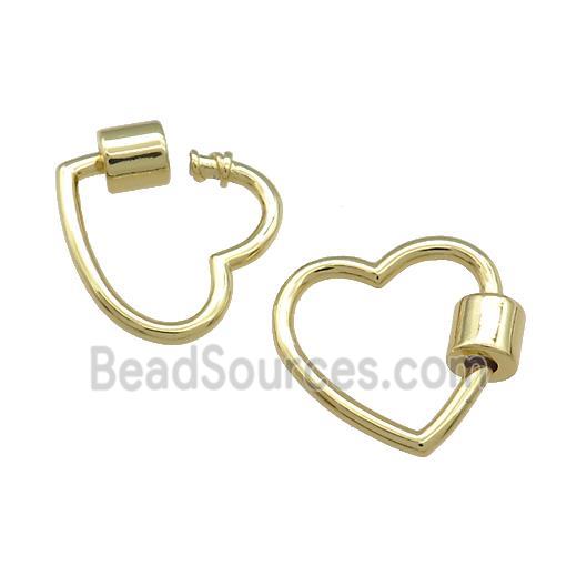 Copper Carabiner Clasp Heart Gold Plated