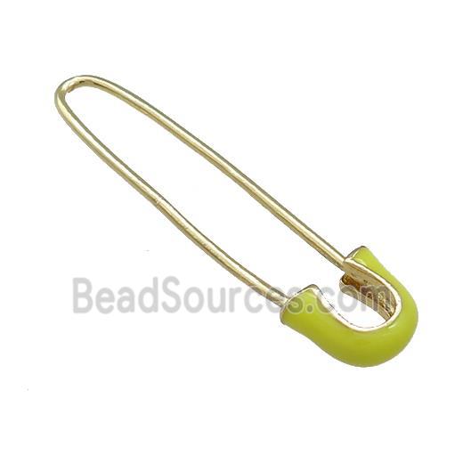 Copper Safety Pins Yellow Enamel Gold Plated