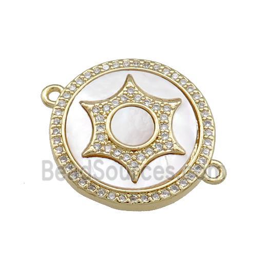 Copper Sun Charms Pendant Pave Shell Zircon Circle 18K Gold Plated