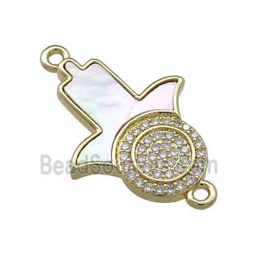 Copper Hamsahand Pendant Pave Shell Zircon 18K Gold Plated