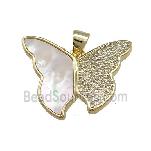 Copper Butterfly Pendant Pave Shell Zircon 18K Gold Plated