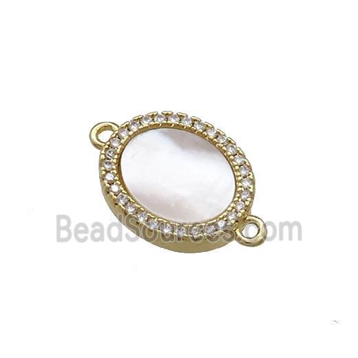 Copper Oval Connector Pave Shell Zircon 18K Gold Plated