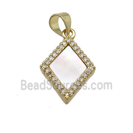 Copper Rhombic Pendant Pave Shell Zircon 18K Gold Plated