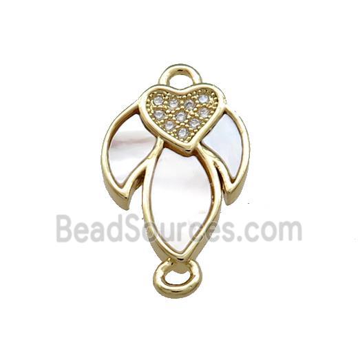 Copper Flower Connector Pave Shell Zircon 18K Gold Plated