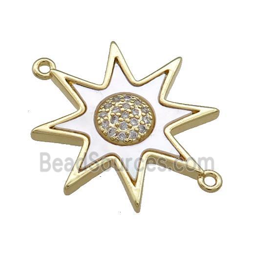 Copper Star Connector Pave Shell Zircon 18K Gold Plated