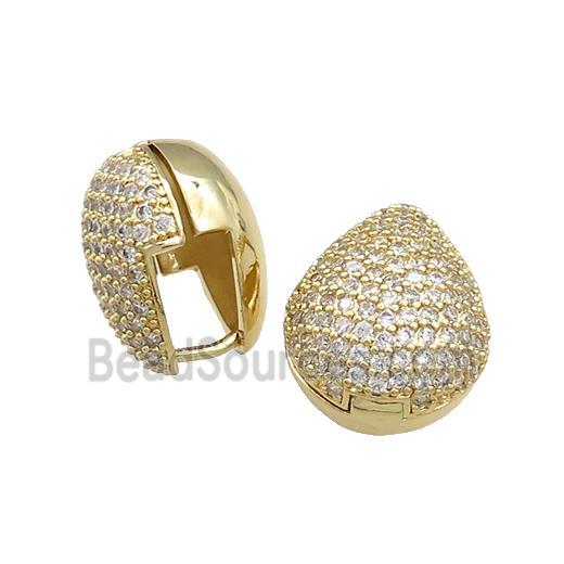 Copper Latchback Earrings Pave Zircon Teardrop Gold Plated