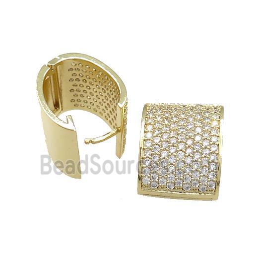 Copper Latchback Earrings Pave Zircon Rectangle Gold Plated