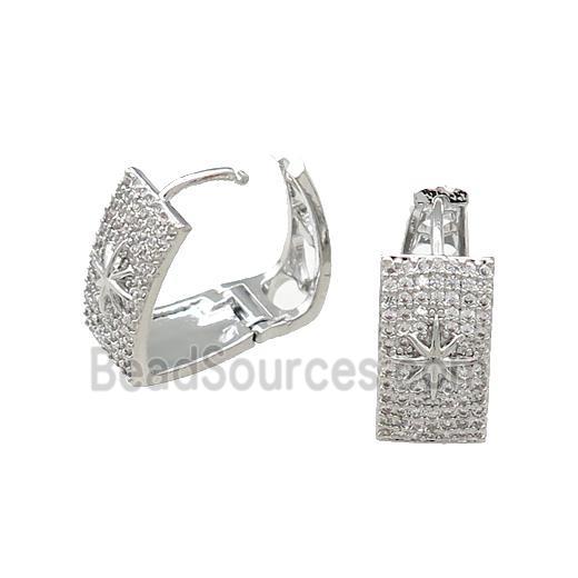 Copper Latchback Earrings Pave Zircon Platinum Plated