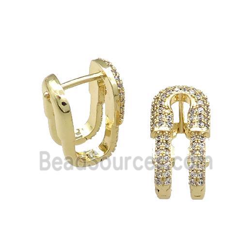 Copper Latchback Earrings Pave Zircon Gold Plated