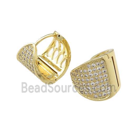 Copper Latchback Earrings Pave Zircon Gold Plated