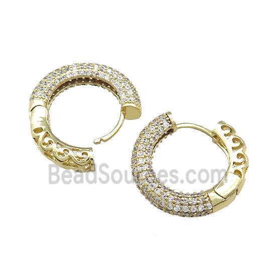 Copper Latchback Earrings Pave Zircon Gold Plated