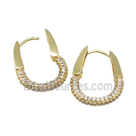 Copper Latchback Earrings Pave Zircon Gold Plated