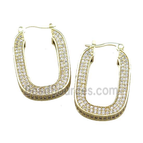 Copper Latchback Earrings Pave Zircon Gold Plated