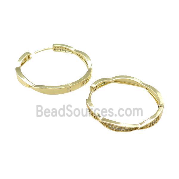 Copper Hoop Earrings Pave Zircon Gold Plated