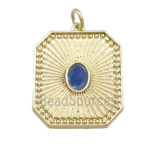 Copper Rectangle Pendant Pave Gemstone Gold Plated