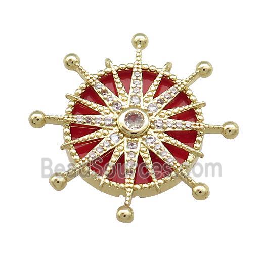 Copper Sun Pendant Pave Agate Zircon Gold Plated