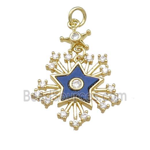 Copper Star Pendant Pave Lapis Zircon Gold Plated