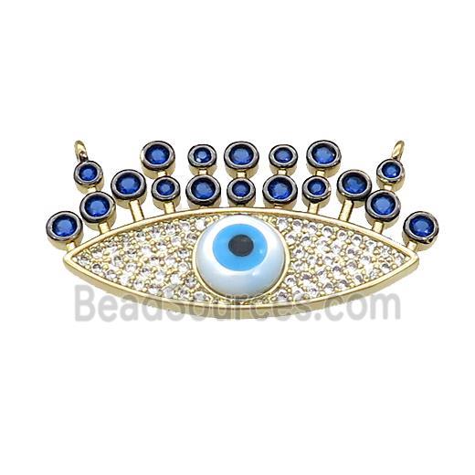 Evil Eye Charms Copper Pendant Pave Zircon 2loops Gold Plated