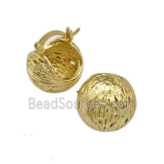 Copper Latchback Earrings Brushed Birds Nest Gold Plated