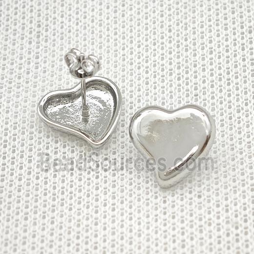 Copper Heart Stud Earrings Platinum Plated