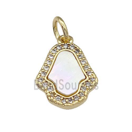 Copper Hands Pendant Pave Shell Zirconia 18K Gold Plated