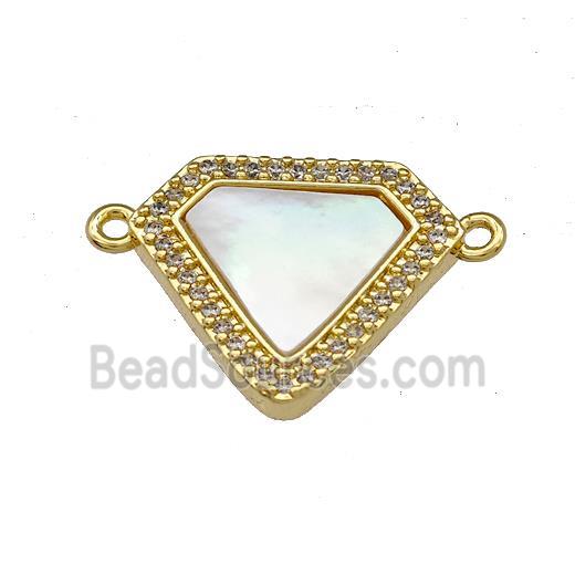 Copper Triangle Pendant Pave Shell Zirconia 18K Gold Plated