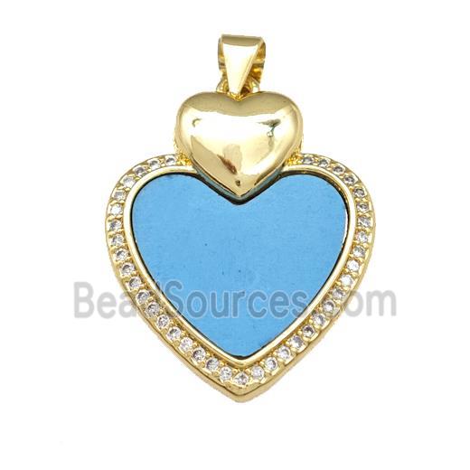 Copper Heart Pendant Pave Shell Zirconia 18K Gold Plated