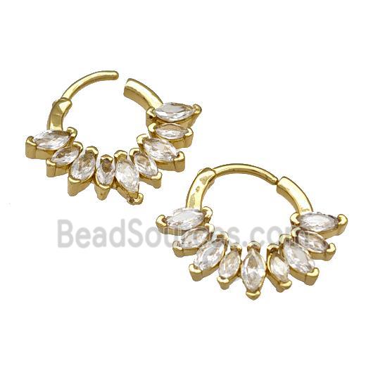 Copper Hoop Earrings Micro Pave Zirconia Gold Plated