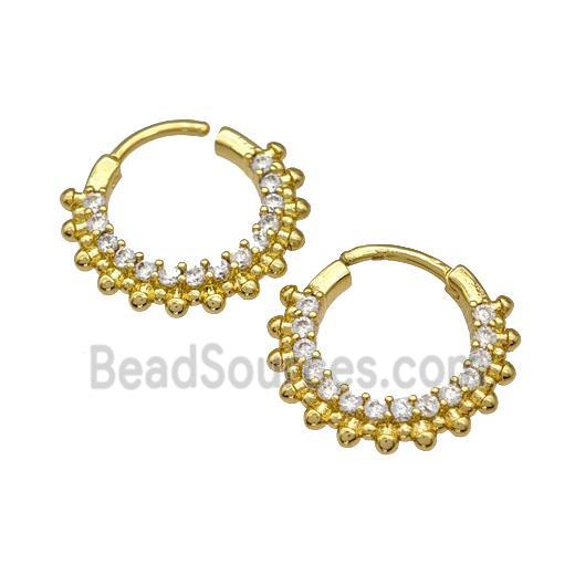 Copper Hoop Earrings Micro Pave Zirconia Gold Plated