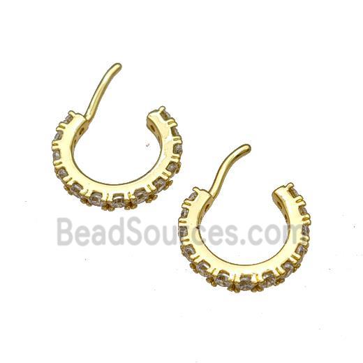 Copper Stud Earrings Micro Pave Zirconia Gold Plated