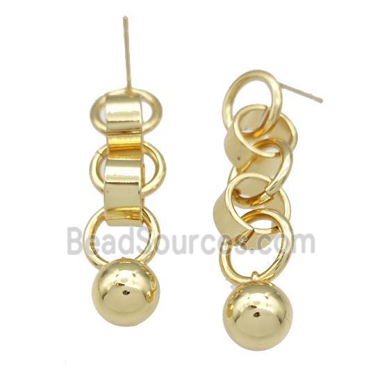 Copper Stud Earrings Gold Plated